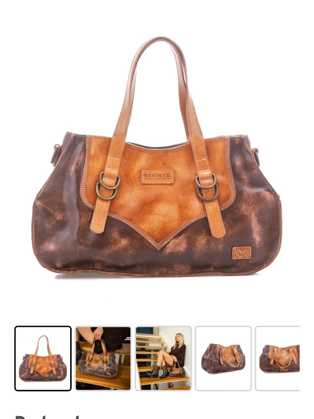 BED|STU Two-Tone Brown and Tan Leather Shoulder Bag